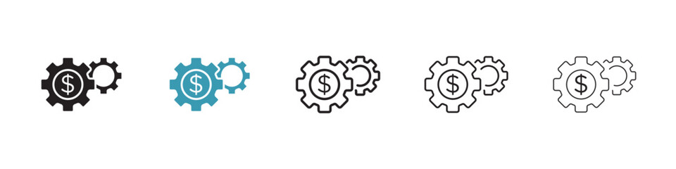 Financial Management Vector Icon Set. Economic Efficiency Vector Symbol for UI Design.