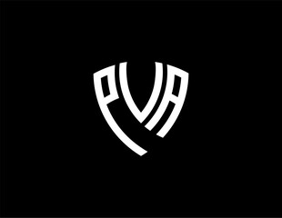 PVA creative letter shield logo design vector icon illustration