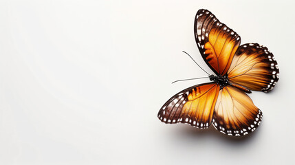 Beautiful Butterfly Isolated on White Background. - obrazy, fototapety, plakaty