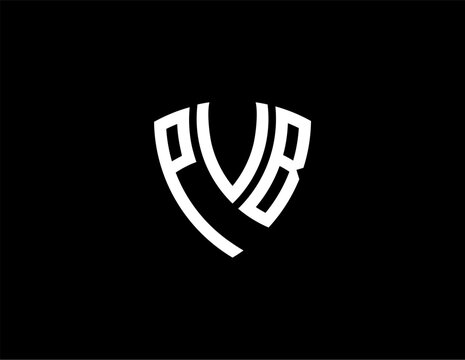 PVB creative letter shield logo design vector icon illustration