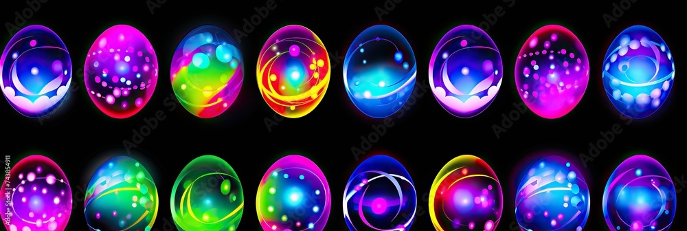 Poster a dazzling display of various colored lights shining brightly against a stark black backdrop