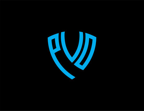 PVO creative letter shield logo design vector icon illustration