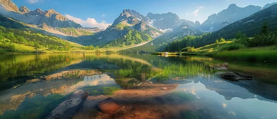 Fototapete Tatra The remote beauty of the Tatra Mountains, Slovakia, where pristine alpine meadows and crystal-clear lakes await those who venture off the beaten path