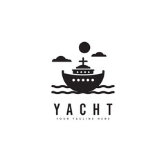 Yacht logo in a simple minimalist style. Suitable for travel, holiday or cruise logos.
