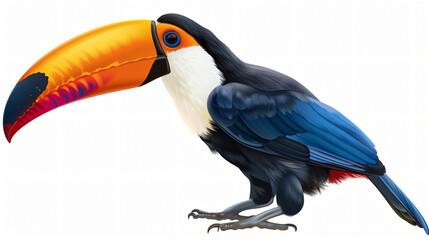 Beautiful Colorful Toucan Isolated on a White Background.