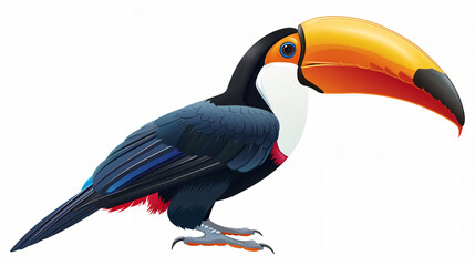 Beautiful Colorful Toucan Isolated on a White Background.