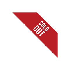 Red Corner Sold Out Ribbon Vector Design Template