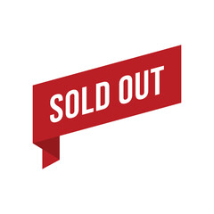 Sold Out Red Ribbon Vector Design Template