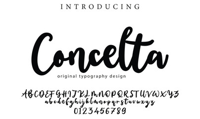 Concelta Font Stylish brush painted an uppercase vector letters, alphabet, typeface