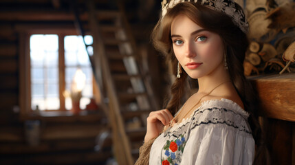 Beautiful Girl Young Woman In Traditional Slavic.