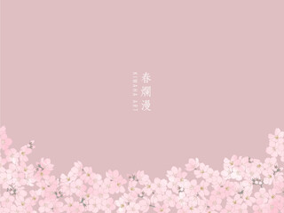 水彩画の桜のフレーム Background of sakura drawing in watercolor.	
