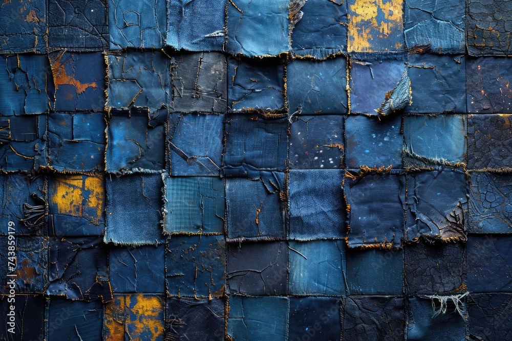 Fototapete a detailed view showcasing the contrasting colors of a striking blue and yellow wall, creating a vis