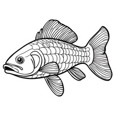Pike Fish SVG Black And White Illustration Art Generative AI.
