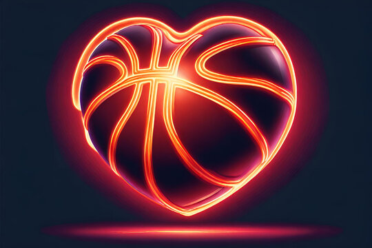 Heart shaped basketball glyph icon. Clipart image isolated on white background
