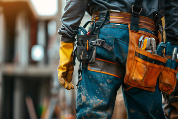 Fototapeta na wymiar Maintenance worker with bag and tools kit