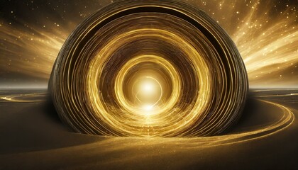 Golden background with rings, circle