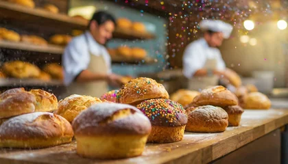 Photo sur Plexiglas Boulangerie baked bread in bakery, Bakery Delights: A Glimpse Inside a Professional Kitchen”