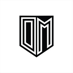 DM Letter Logo monogram shield geometric line inside shield design template