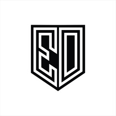 ED Letter Logo monogram shield geometric line inside shield design template