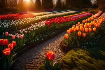 Fotobehang tulips in the garden © Ahmad's 