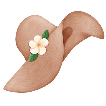 recommend clip art: summer straw hat with flower illustration