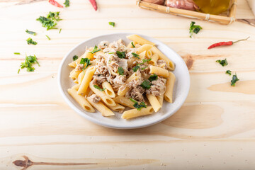Pasta with tuna and onions, Italian food. Good for lunch or dinner, quick and healthy., Italian...