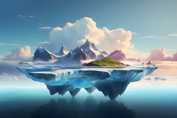 3d iceberg floating on water