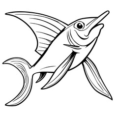 Swordfish Fish SVG Black And White Illustration Art Generative AI.