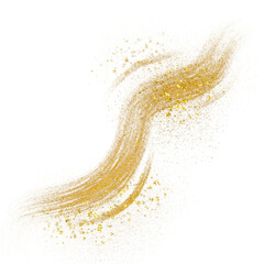 Gold glitter line wave transparent background