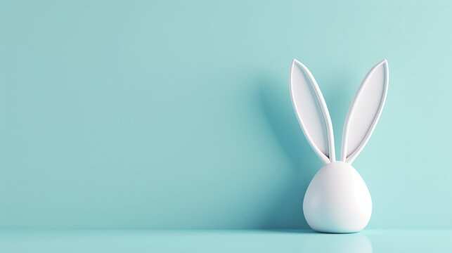 Rabbit ear on pastel blue background, Easter bunny