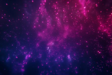 Abstract Cosmic Dust Particles and Stars on Dark Violet Background, Concept of Galaxy and Space Exploration