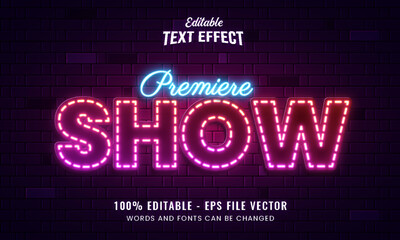 neon light sign editable vector text effect	
