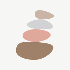 The balancing cairn of stones is a symbol of harmony, tranquility and relaxation. Vector illustration in flat style.