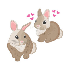 Obraz na płótnie Canvas couple rabbit illustration