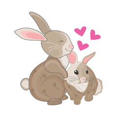 couple rabbit illustration