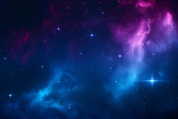 Obraz premium Majestic Night Sky with Vibrant Nebulae and Twinkling Stars, Cosmic Beauty and Serenity, Space Background