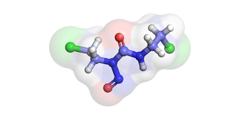 Carmustine, anticancer drug against brain tumours and multiple myeloma, 3D molecule 4K