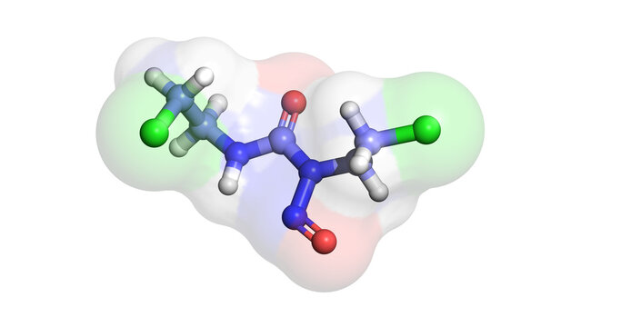 Carmustine, anticancer drug against brain tumours and multiple myeloma, 3D molecule 4K