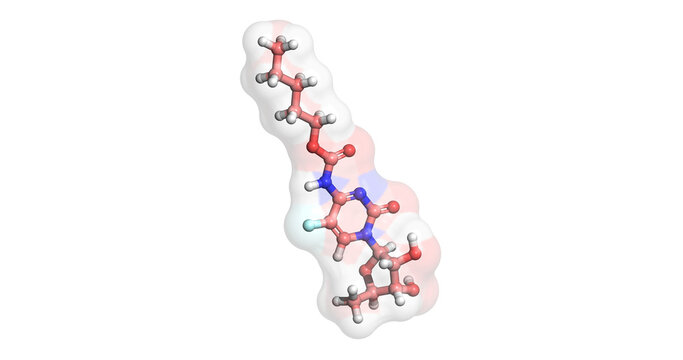Capecitabine, nucleoside metabolic inhibitor drug against gastrointestinal and pancreatic cancer, and breast cancer, 3D molecule 4K