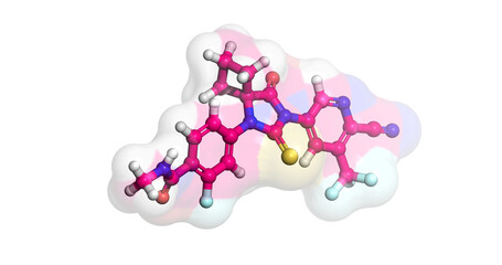 Apalutamide, prostate cancer drug, 3D molecule 4K