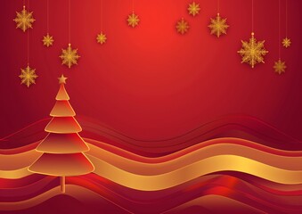 Christmas background gold tree images, in the style of light red and maroon, flat, limited shading, organic material, pure color, textured shading, light red.