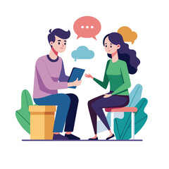 Flat Illustration Vector Of People Having a Discussion