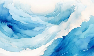 Obraz premium Watercolor surface ocean water wave, seamless blue water ocean wave background. Blue water ocean surfing wave.