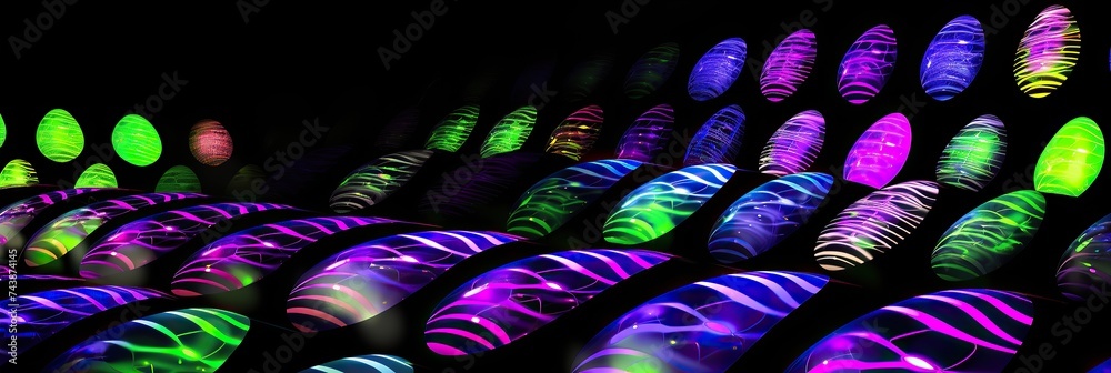 Aufkleber A myriad of vibrant lights of different colors illuminating a dark room, creating a mesmerizing and magical ambiance