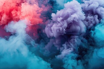 Vivid red  blue  and purple smoke and fog abstract background