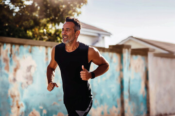 Man Jogging in Suburbia
