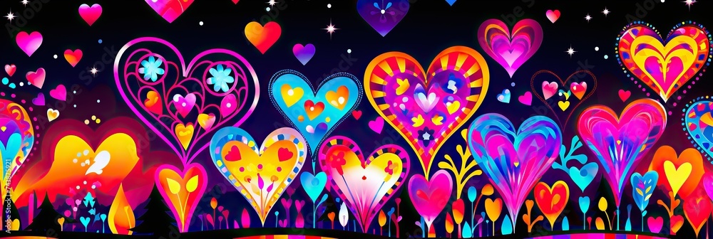 Aufkleber a group of heart-shaped balloons floats gracefully in the air, creating a colorful and playful displ