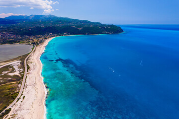 Fototapeta premium Marine beach view. Mediterranean Sea. Surf line.