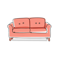 Minimalist colorful couch, one stroke drawing, clean design, transparent background