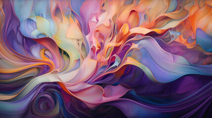 Fototapeta na wymiar Fluid Acrylics Dance Across the Canvas, Weaving a Vibrant Narrative in Every Splash.